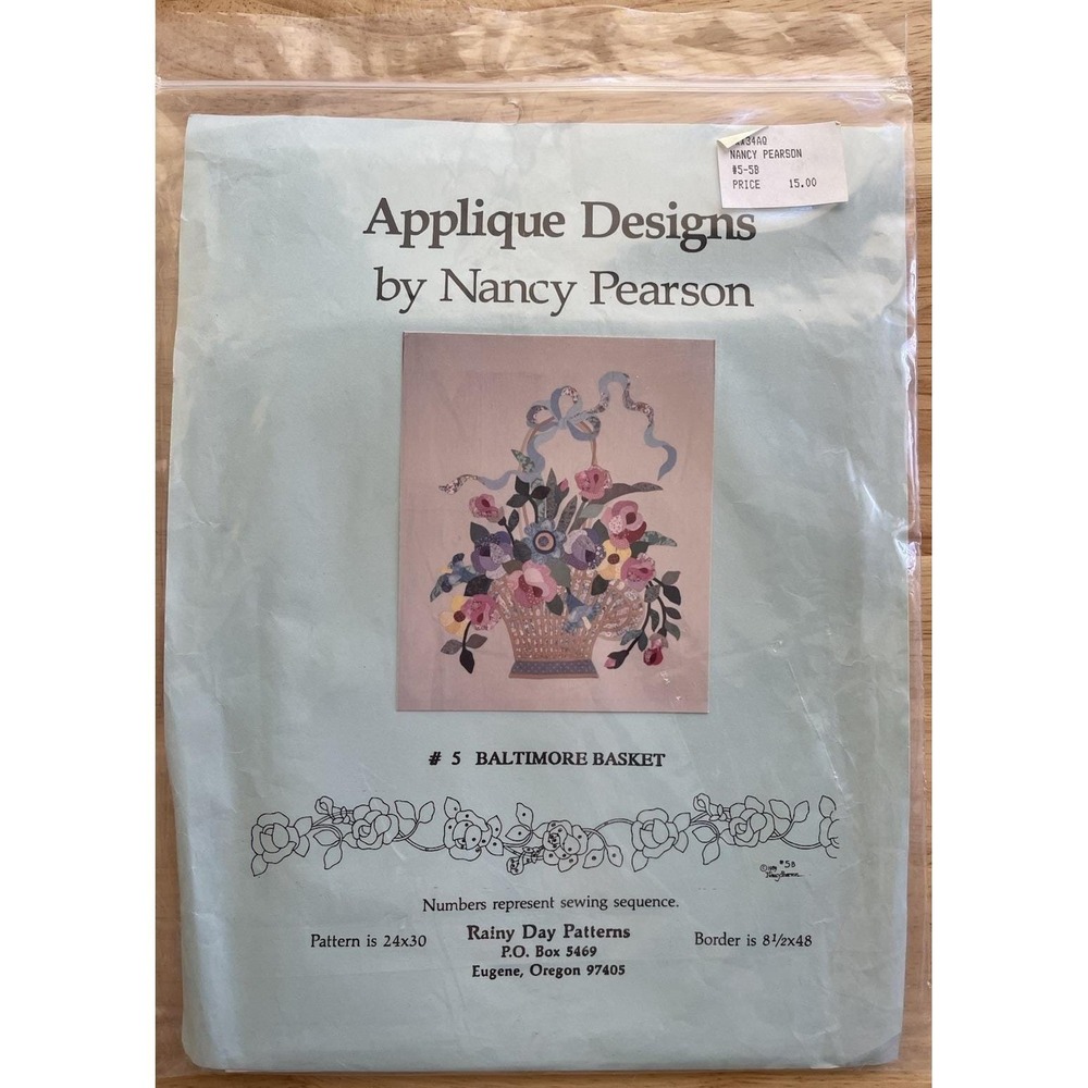 Nancy Pearson‎ BALTIMORE BASKET #5 Appliqué Quilt Pattern